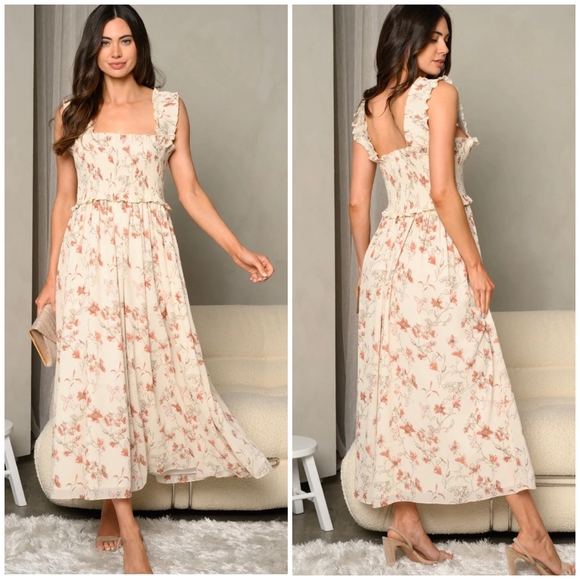 Jacqui E Dresses Jacquie The Label Feminine Ivory Maxi Dress Poshmark